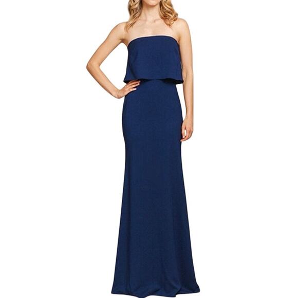 HAYLEY PAIGE OCCASIONS Formal Bridesmaid Dress Gown 5860 Indigo Blue Sz 10 - NWT - Picture 1 of 7